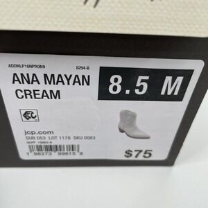 NEW a.n.a Womens Mayan Stacked Heel Booties‎ Crème Woman Size 8.5 Cowgirl Boots
